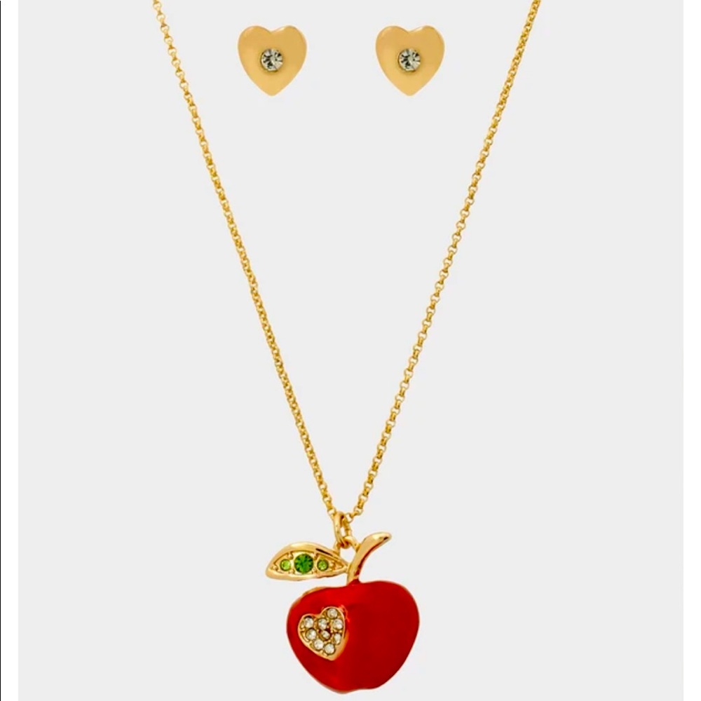 New Betsey Johnson BACK TO SCHOOL APPLE SET RED